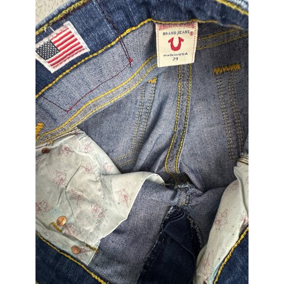 True Religion Billy Super T Womens 29 Jeans USA Blue Denim Orange Stitch NWOT - Picture 4 of 16